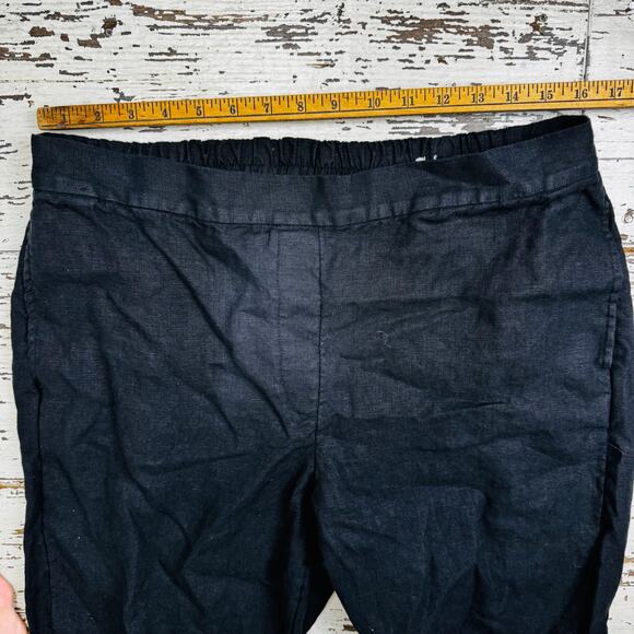 Chico's Pull On Embroidery Linen Crop Pants Black White Size 2 or U.S. 12 Resort - Picture 6 of 11